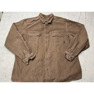 Guide Series Mens XL Brown Heavy Cotton Button Down Shirt Long‎ Sleeve Outdoor